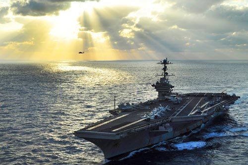 資料圖：美海軍“喬治·華盛頓”號航母在太平洋執(zhí)勤。