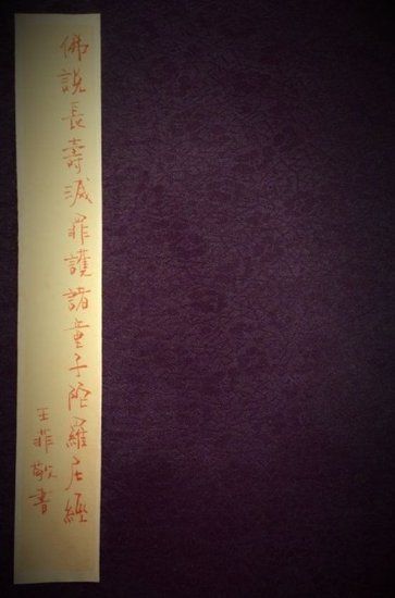  王菲書寫經(jīng)書封面。